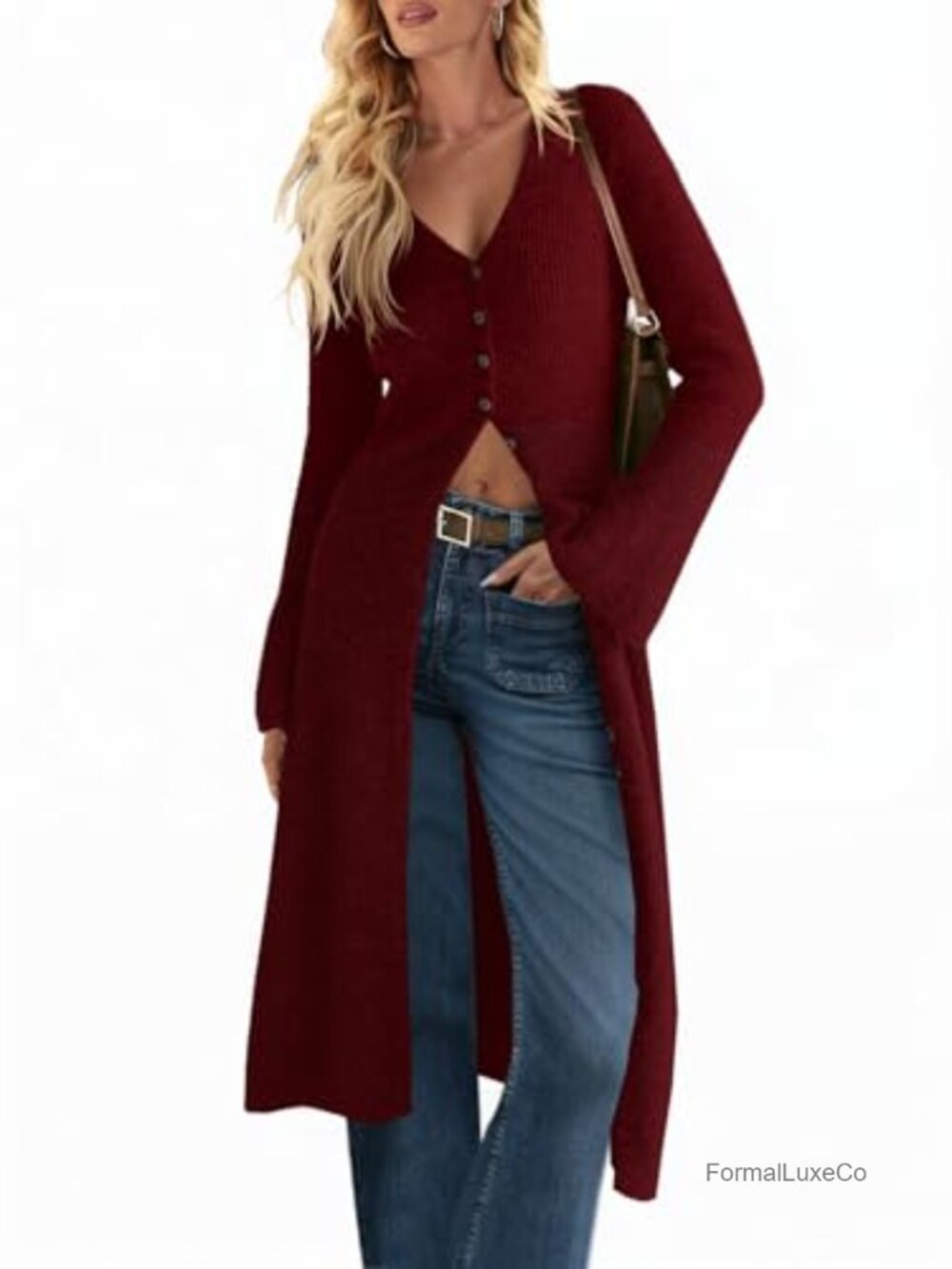 Chunky Knit Long Cardigan Sweater for Women Button Down Open Front Duster Coat
